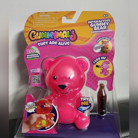 Gummymals Pink Interactive Super Squishy Gummy Bear Jiggly Pets Eolo NEW - Picture 1 of 4